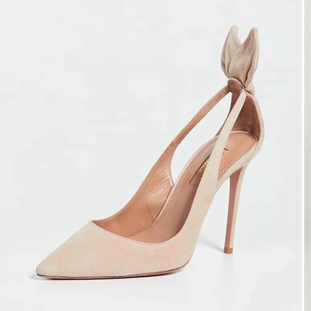 Aquazurra Bow Tie 105mm Pump in Beige 37.5 - brand new, never worn! - Picture 4 of 13